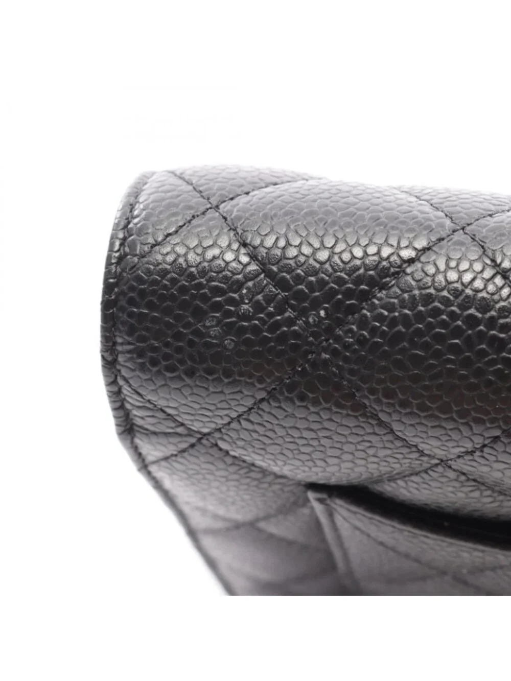 Chanel Shoulder Bag Quilted Black Caviar Leather Chain Wallet